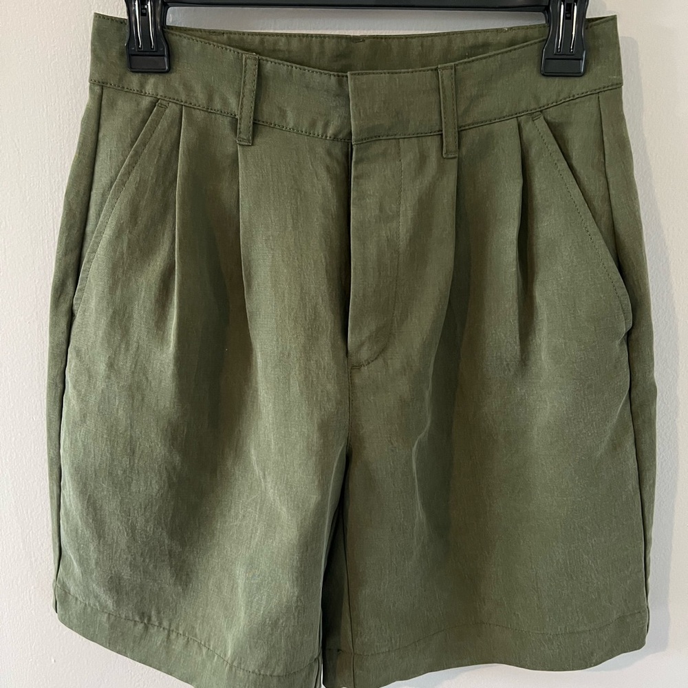 Gap Olive Green Pleated Bermuda Shorts